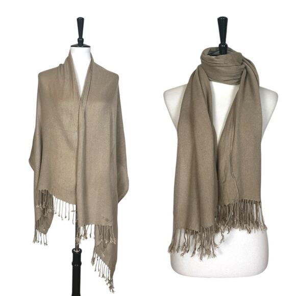 Women’s Bundle 9 Oblong Scarfs Solid Color Fringe Pink Teal Yellow Red Brown Tan - Picture 8 of 16